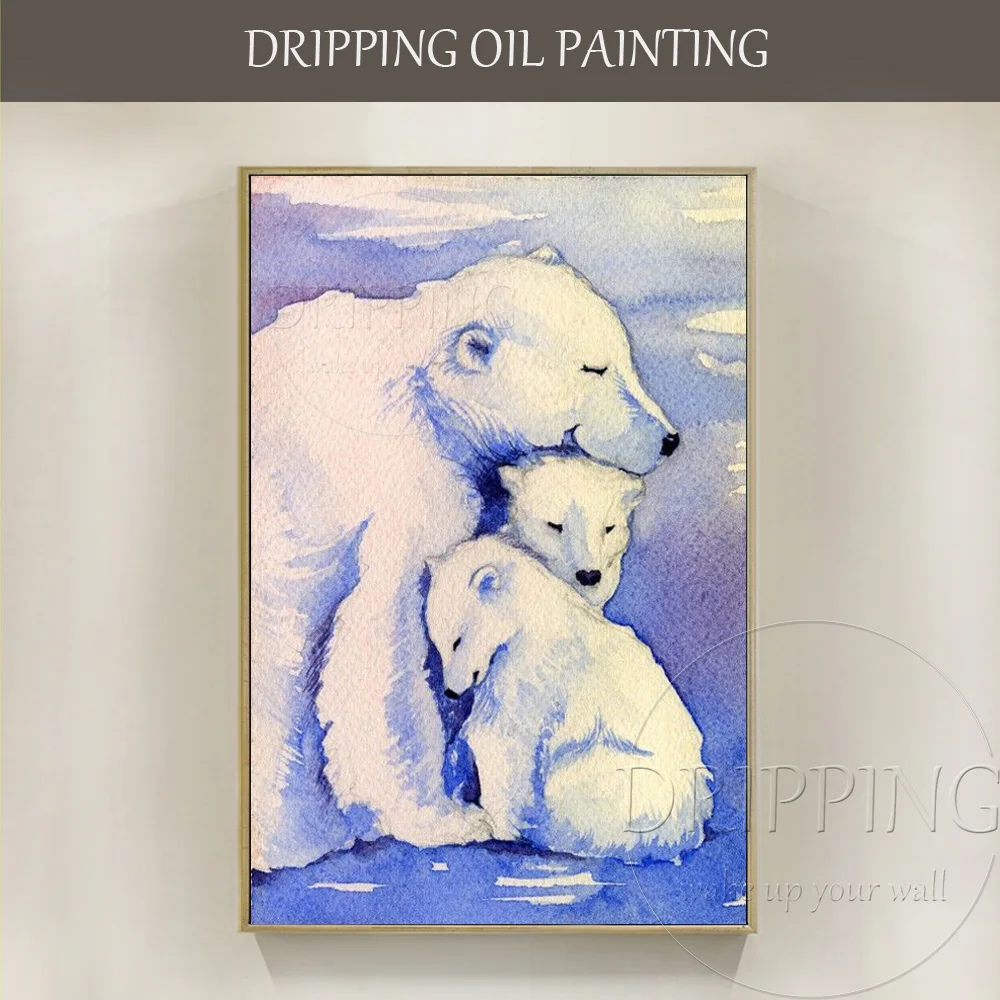 

Manufacturer Directly Supply High Quality Handmade Arctic Animal Polar Bear Oil Painting on Canvas Handmade Polar Bears Painting