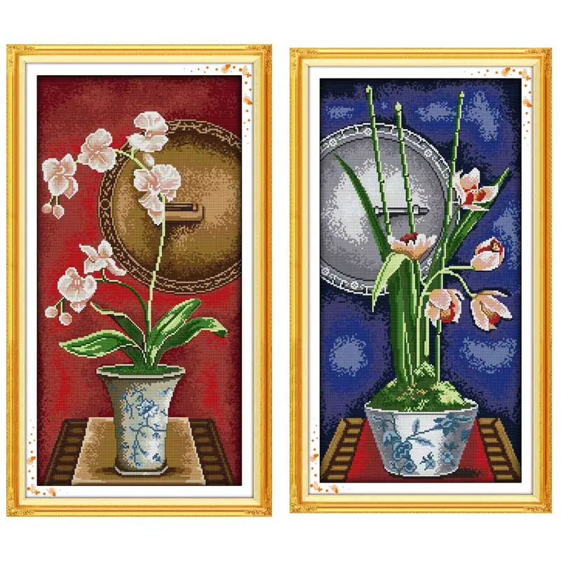 Orchid Patterns Counted Cross Stitch 11CT 14CT Cross Stitch Set Wholesale flower Cross-stitch Kit Embroidery Needlework