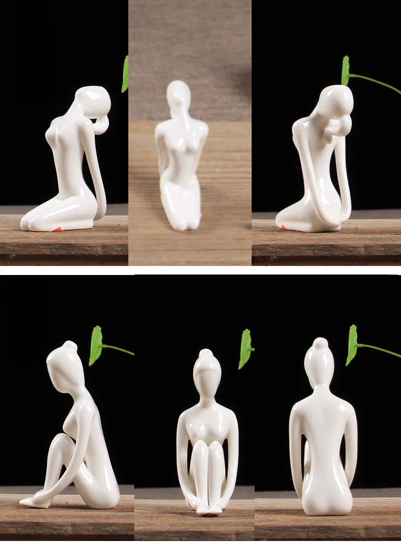 ERMAKOVA 12 Stile abstrakte Kunst Keramik Yoga Posen Figur Porzellan Dame Figur Statue Home Yoga Studio Dekor Ornament – Detail 13