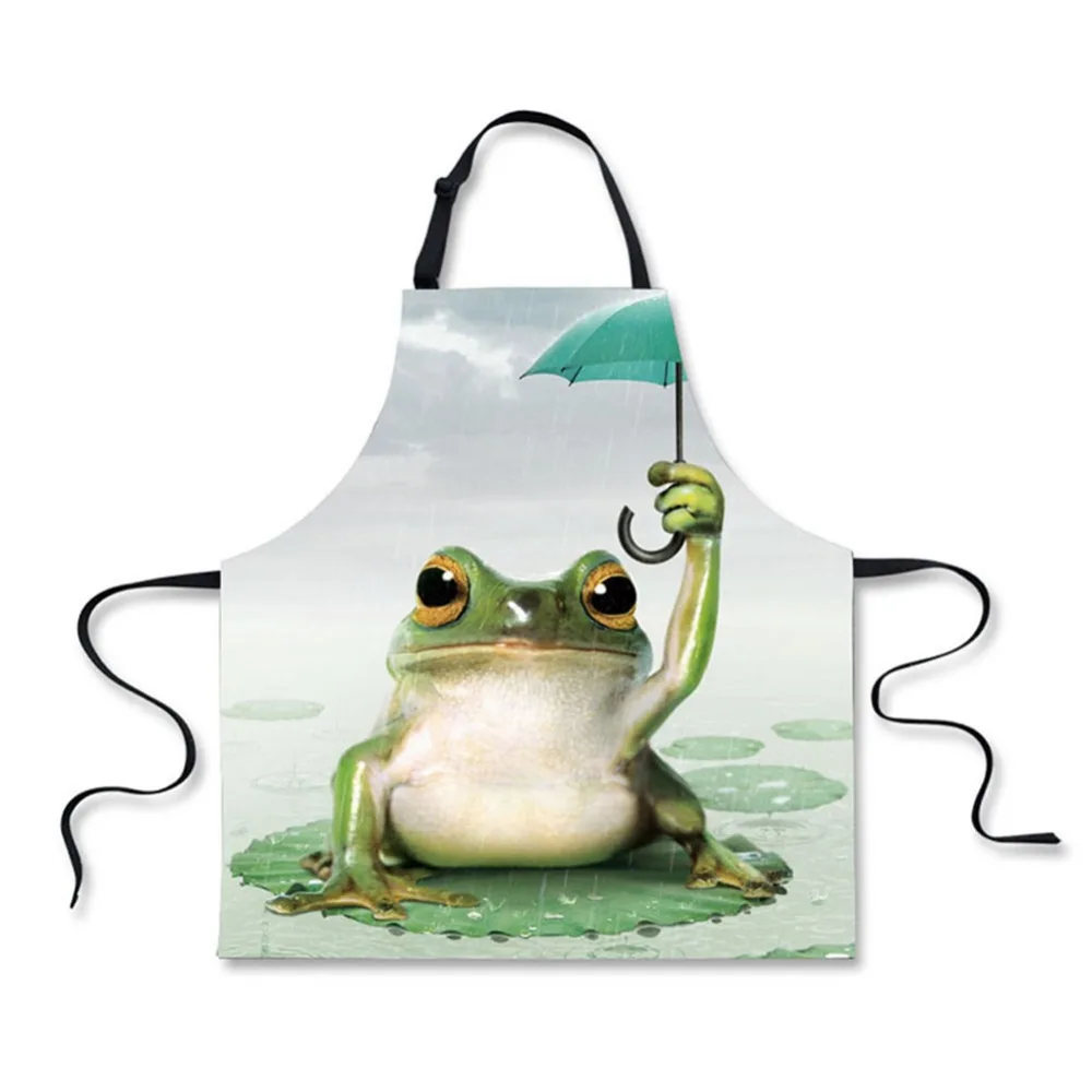 High quality 3D printing Animal frogs pattern home leisure fashion kitchen supplies aprons