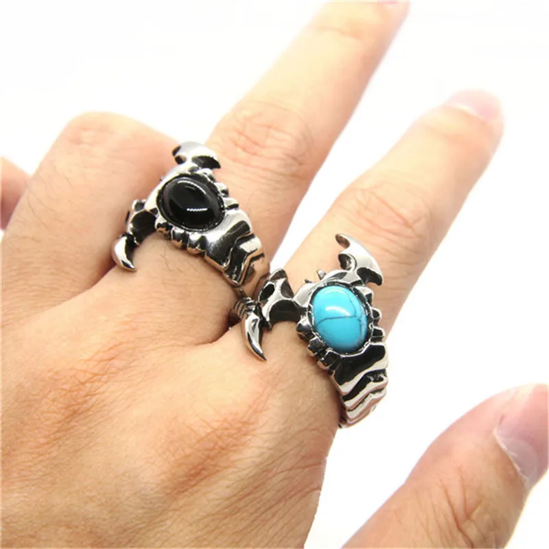 Rany&Roy Newest Stone Scorpion Ring 316L Stainless Steel Fashion Hiphop Style Scorpion Ring