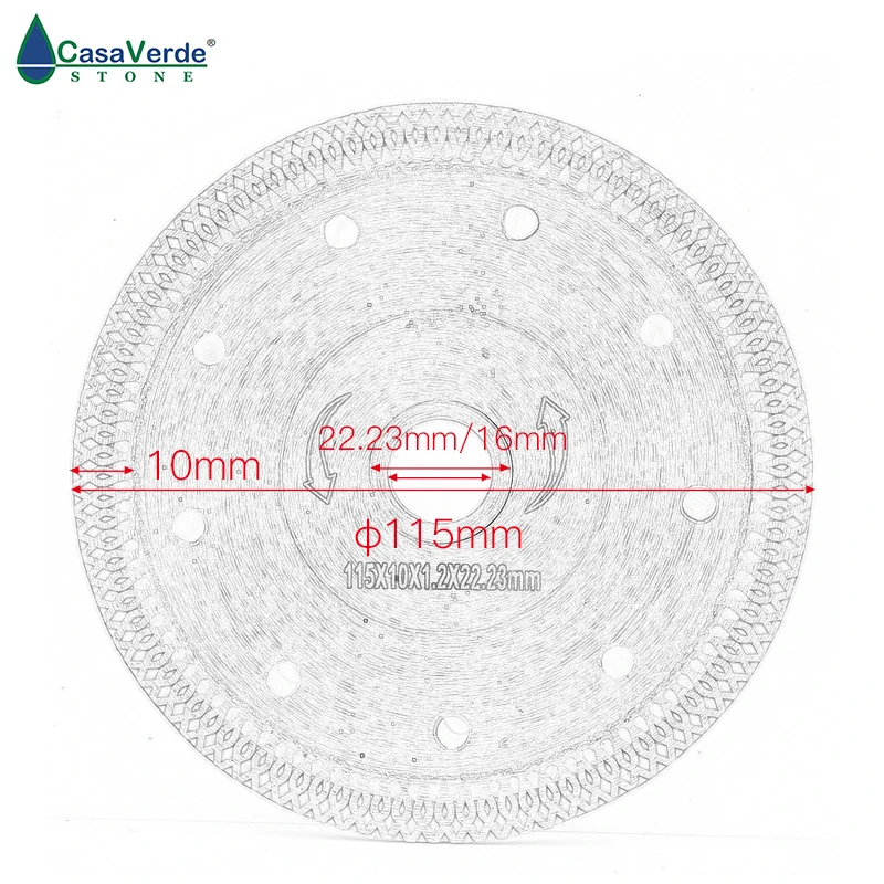 Casaverde DC-SXSB02 4.5 inch super thin diamond ceramic saw blade 115mm for cutting porcelain tile