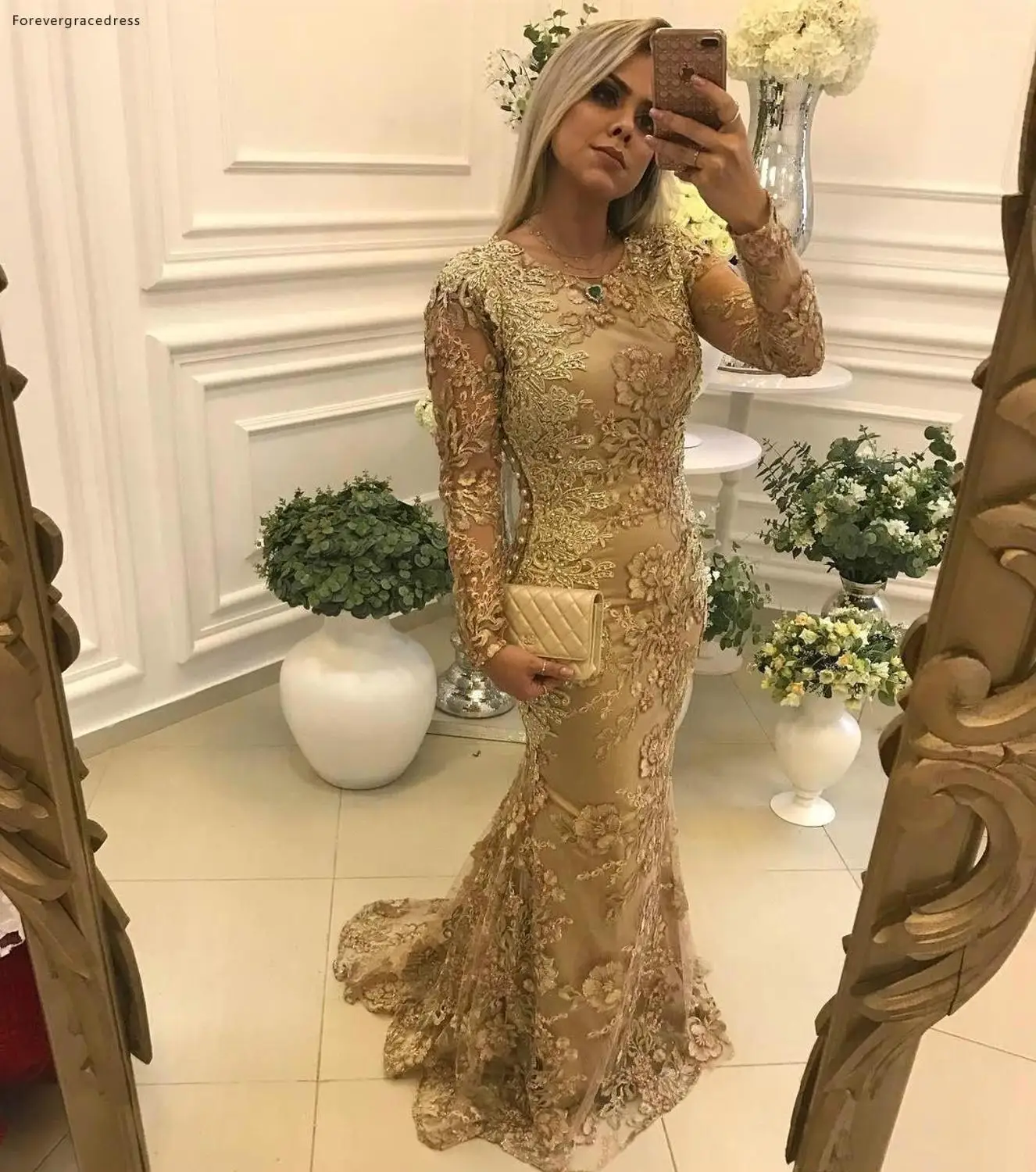 W stylu Vintage syrenka sukienki dla matki panny młodej 2019 eleganckie długie rękawy formalna dla panny młodej wieczór Wedding Party goście suknie