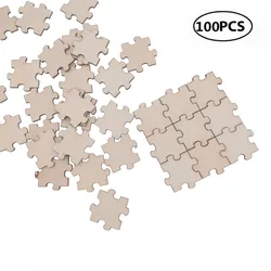 100 sztuk 20mm drewniane puzzle kwadratowe wióry kawałki drewna wycinanki ozdoby Puzzle dla dzieci ręcznie malowany materiał do majsterkowania dla