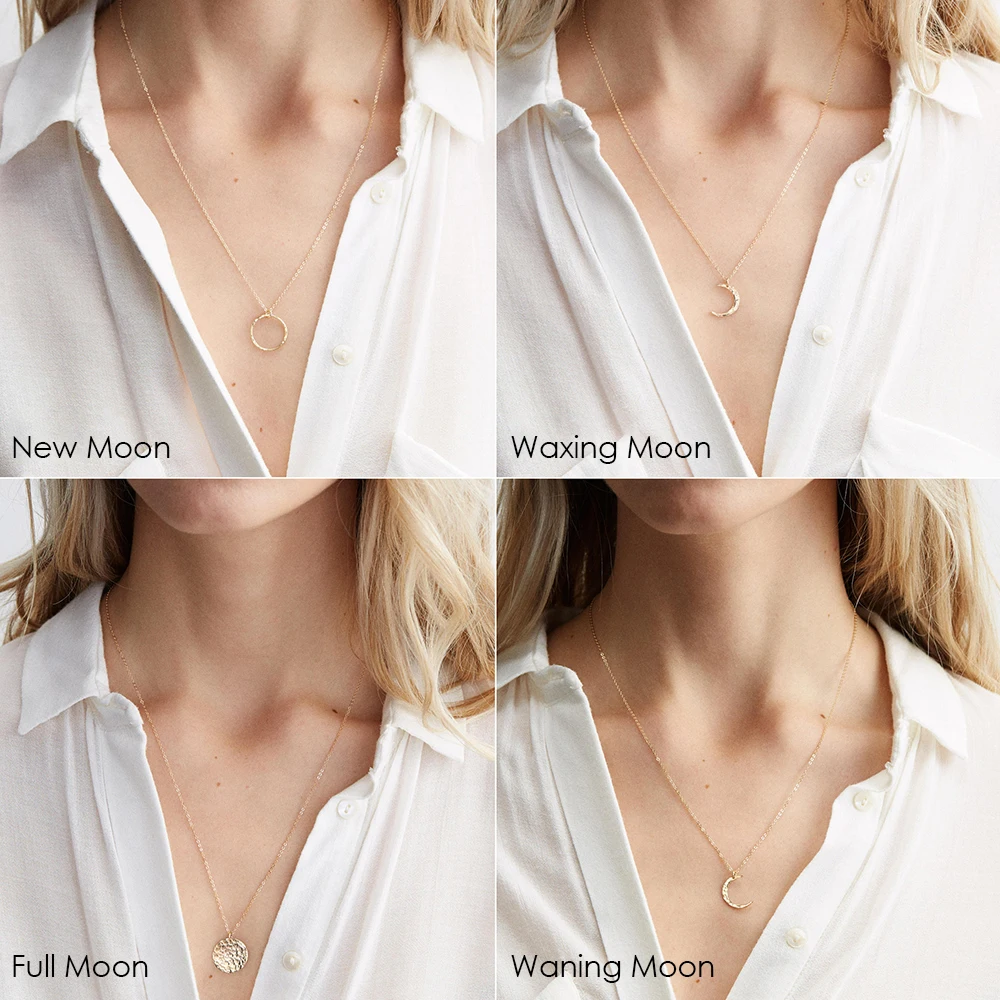 e-Manco korean style chain chocker necklace women moon pendant stainless steel necklace for women fashion jewelry