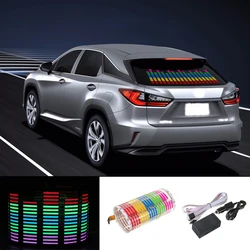 Carro RGB LED Música Rhythm Flash Light, Som Ativado Sensor Equalizador, Adesivo pára-brisa traseiro, Styling Neon Lamp