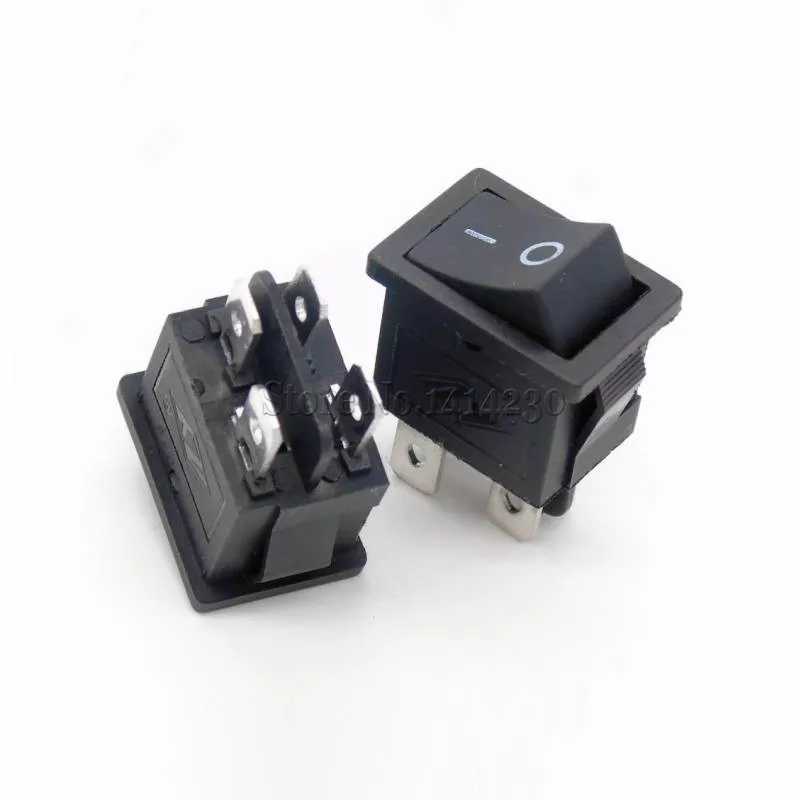 10PCS Ship Type Switch Black 15*21mm 4PIN ON-OFF Rocker Switch 6A/250V 10A/125V LCD TV Power Switch 4 Contact Points