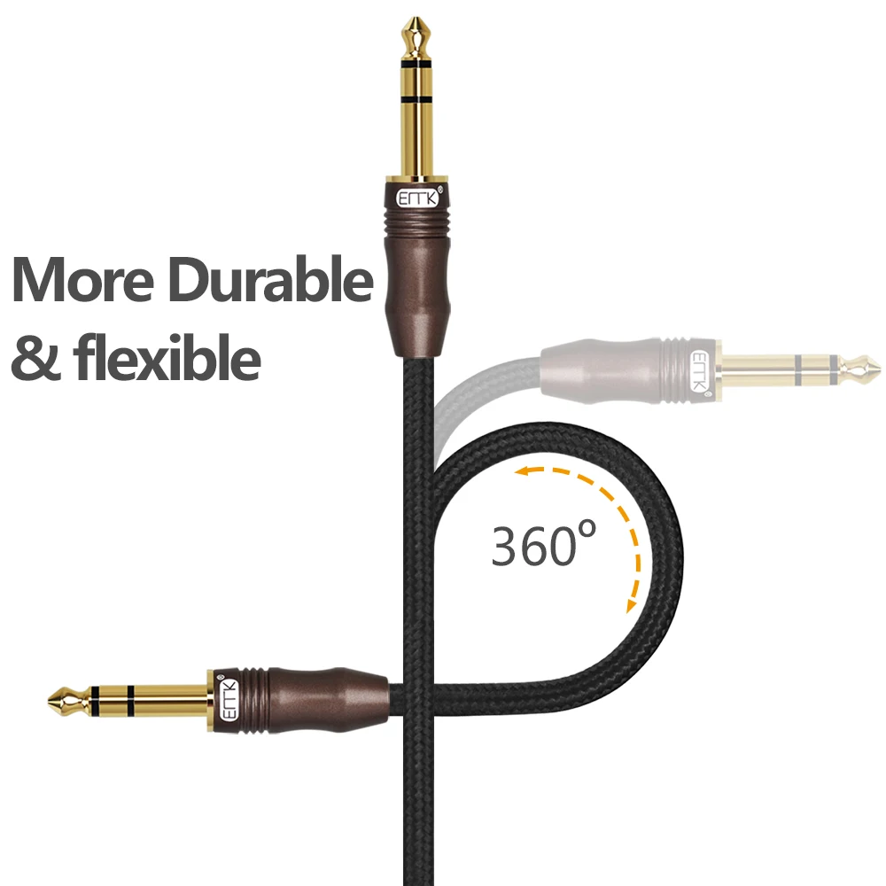 EMK 6.35mm kabel 6.5 kabel Audio 6.3 podwójny Jack z męskiego na męskie 6.35 kabel audio 1m 3m 5m 10m 15m stereo dla wzmacniacz gitarowy mikser