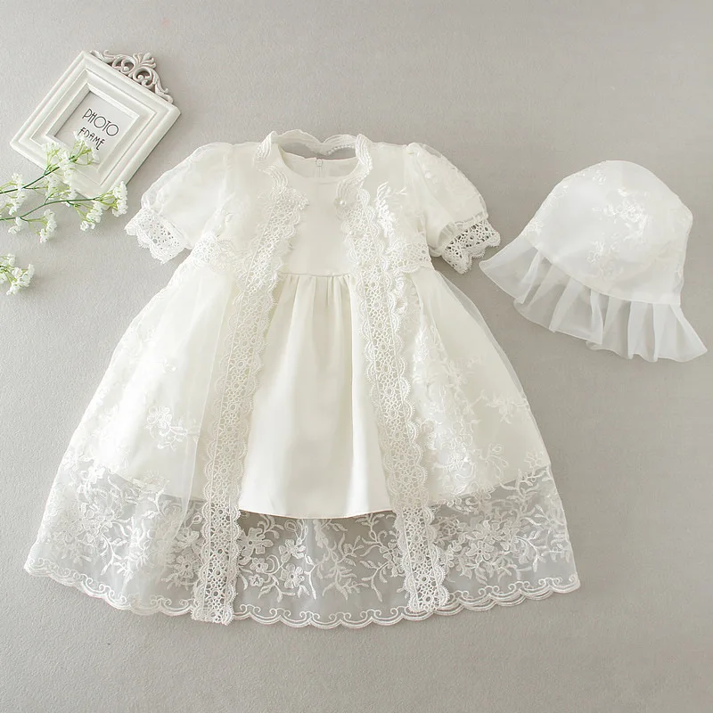 baby girl dresses embroidery pearl 1 year birthday dress wedding party christening baby girl clothes for 3-24 month