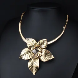 2025 New Fashion Long Vintage Jewelry Antique Big Flower Pendant Necklace Statement Choker Necklace & Pendants For Women XLL173