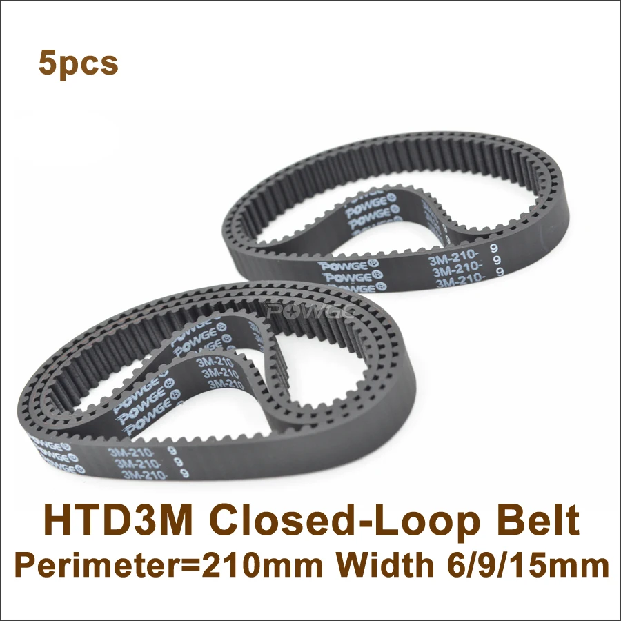 POWGE 210 3M Synchronous Belt Width 6/9/15mm Perimeter 210mm Teeth 70 HTD3M Rubber Closed-Loop Timing Belt 210-3M