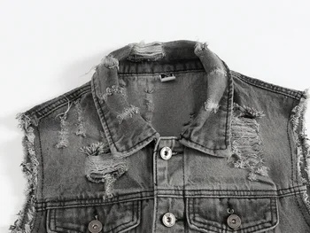 DIMUSI Spring Vintage Design Mens Denim Vest Male Retro Sleeveless Jackets Men Ripped Hole Button Jean Waistcoats Clothing 5XL 3