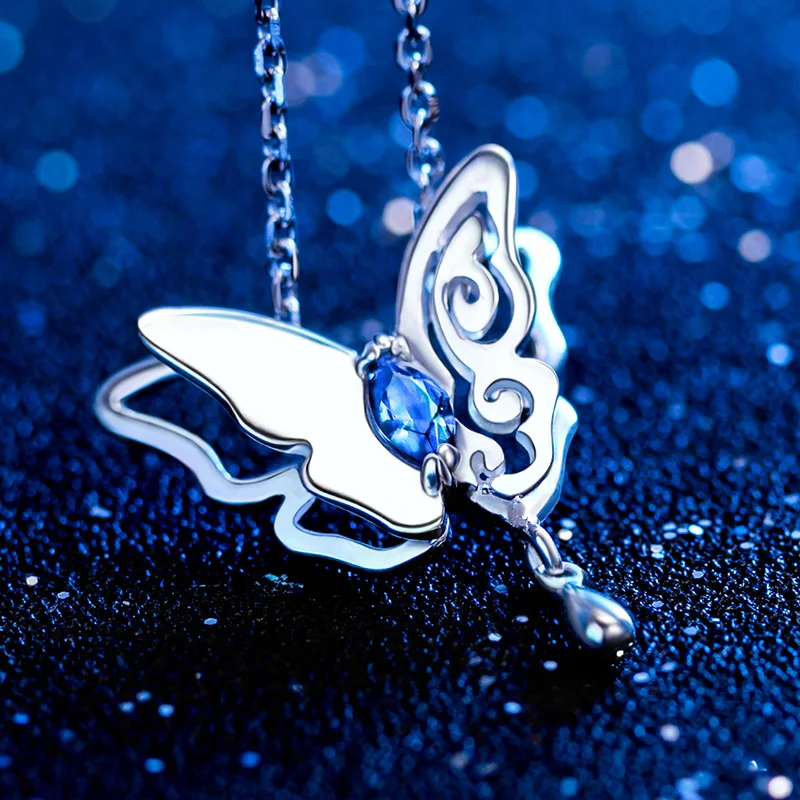 

The Legend of Qin Necklace China Anime 925 sterling silver butterfly comics cartoon pendants for women gift