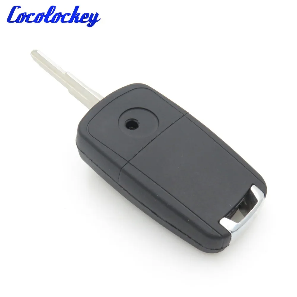 Cocolockey Flip Remote Car Key Shell Fit for CHEVROLET Spark Car Entry Folding Replacement Blank Key Fob 4Buttons 2012-2016year