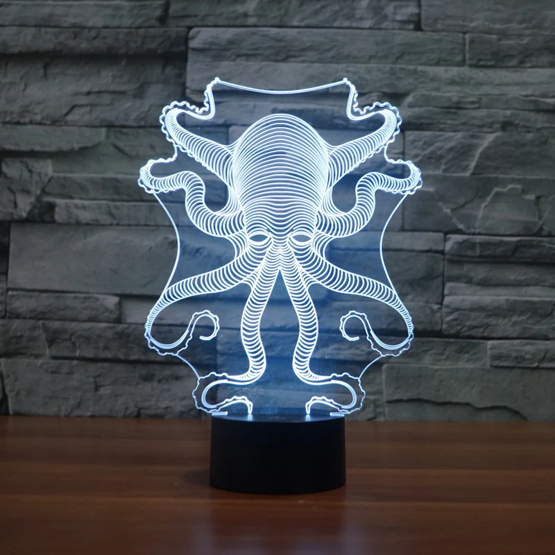 2017 Octopus shape  3D optical touch  USB LED lamp 7 Colors creative Changing Atmosphere cool toys