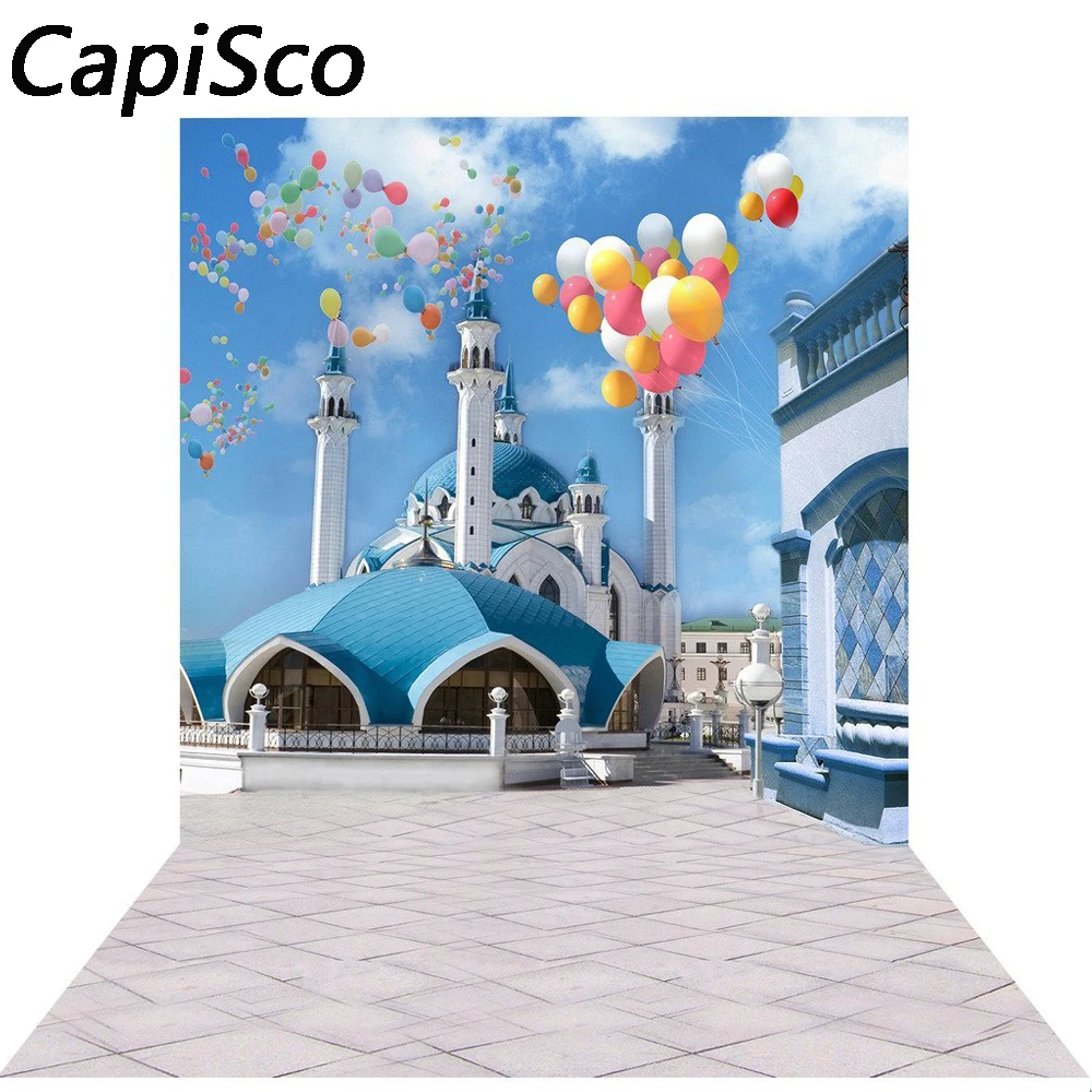 Capisco Blu romantico stile architettonico matrimonio Panno pittorico Sfondo fotografico personalizzato Sfondo studio prop