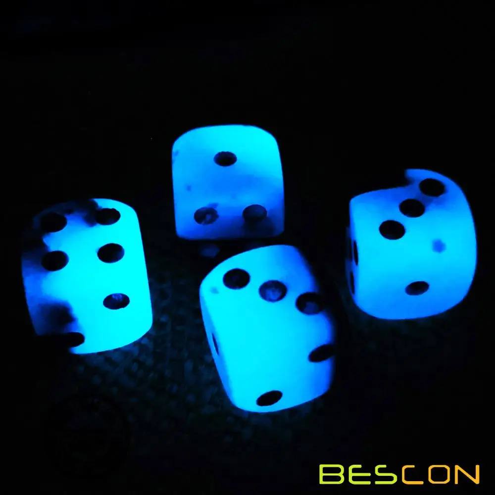 Bescon Two Tone Glowing Dice D6 16mm 12pcs Set BLUE DAWN, 16mm Six Sided Die (12) Block of Glowing Dice