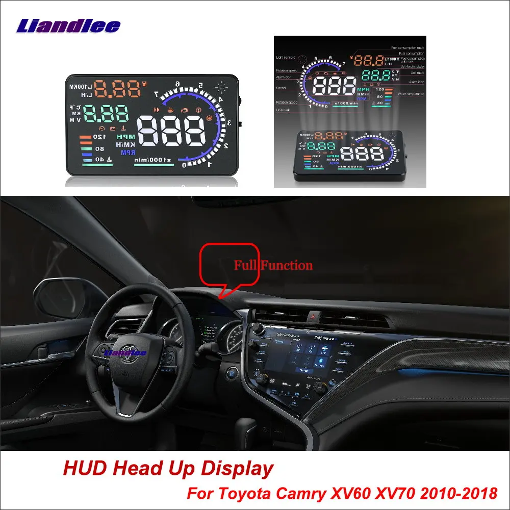 Car Head Up Display HUD For Toyota Camry Avensis 2010-2018 Safe Driving Screen OBD Speedometer Projector Windshield