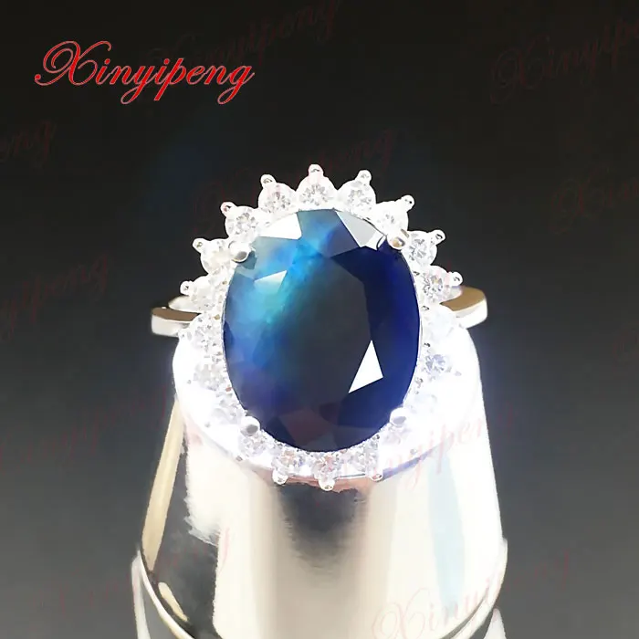 

925 sterling silver with natural sapphire ring women to quit Living circle mouth