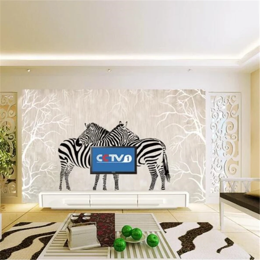 beibehang Custom large wallpaper 3d love zebra living room TV background wall bedroom hotel wall papers home decor 3d wallpaper