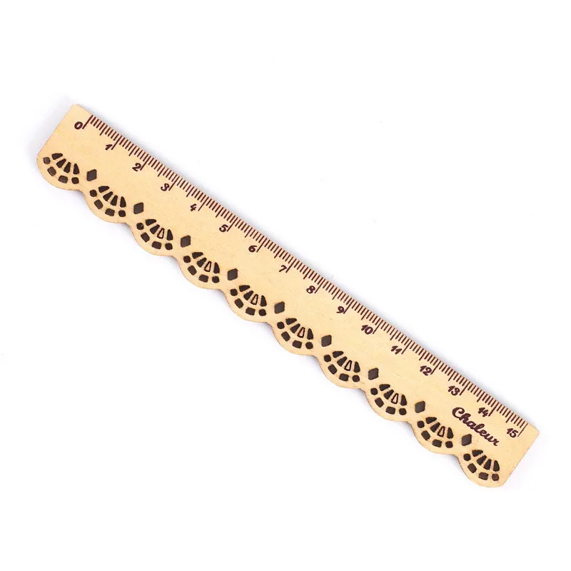 2Pcs/Set Fresh And Kawaii Sweet Retro Lace Carved Wooden Rulers 15cm Straight Ruler Student Drawing Tools School Office Supplies