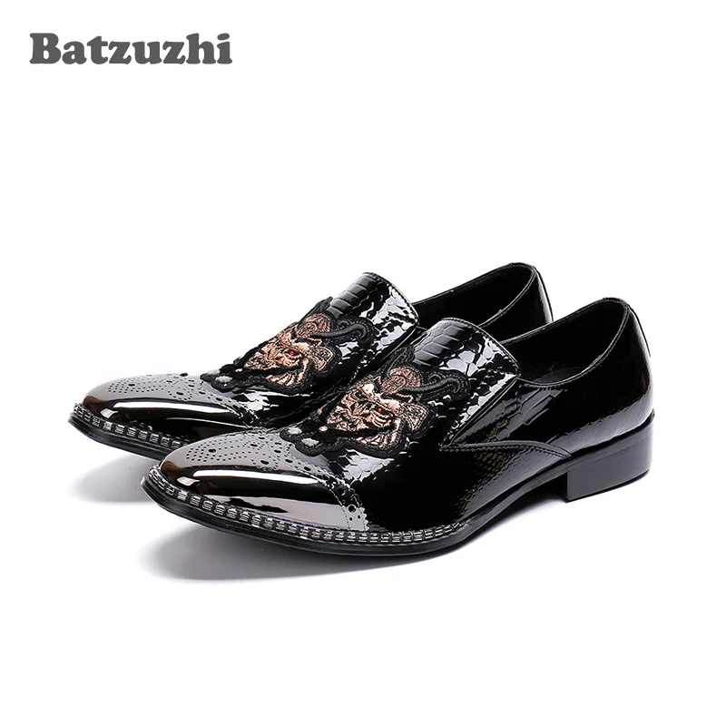 

Batzuzhi Handmade male Dress shoes brand Fashion luxury Designer wedding party dress leisure Genuine Leather mens Loafer shoes