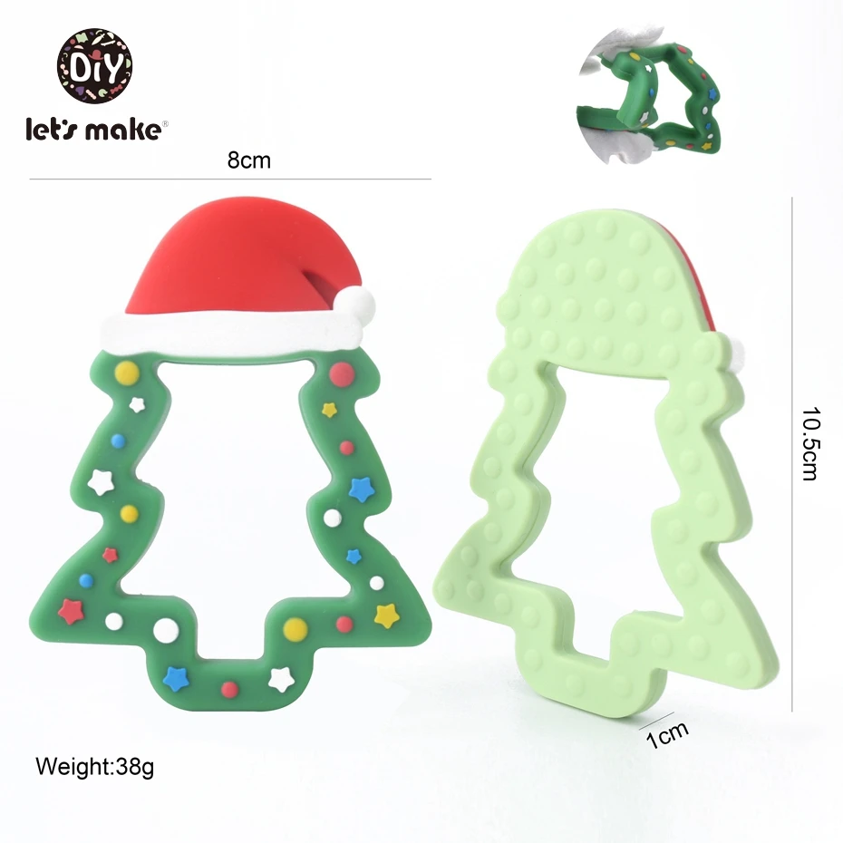 Let\'s make Silicone Teether Christmas Tree Gingerbread Man Nursing Accessories Snow Food Grade DIY Teething Necklace Teether