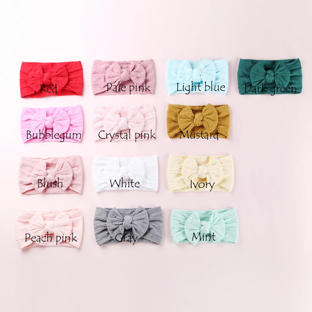 30 pcs/lot, Cable Knit Nylon Bow Headwraps, Classic Knot wide nylon headbands, Kids Girls Hair Accessories