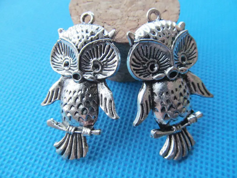 20pcs Antique Silver tone/Anique Bronze Cute Night Owl Pendant Charm/Finding,fit 2pcs Rhinestone,DIY Accessory Jewelry Making