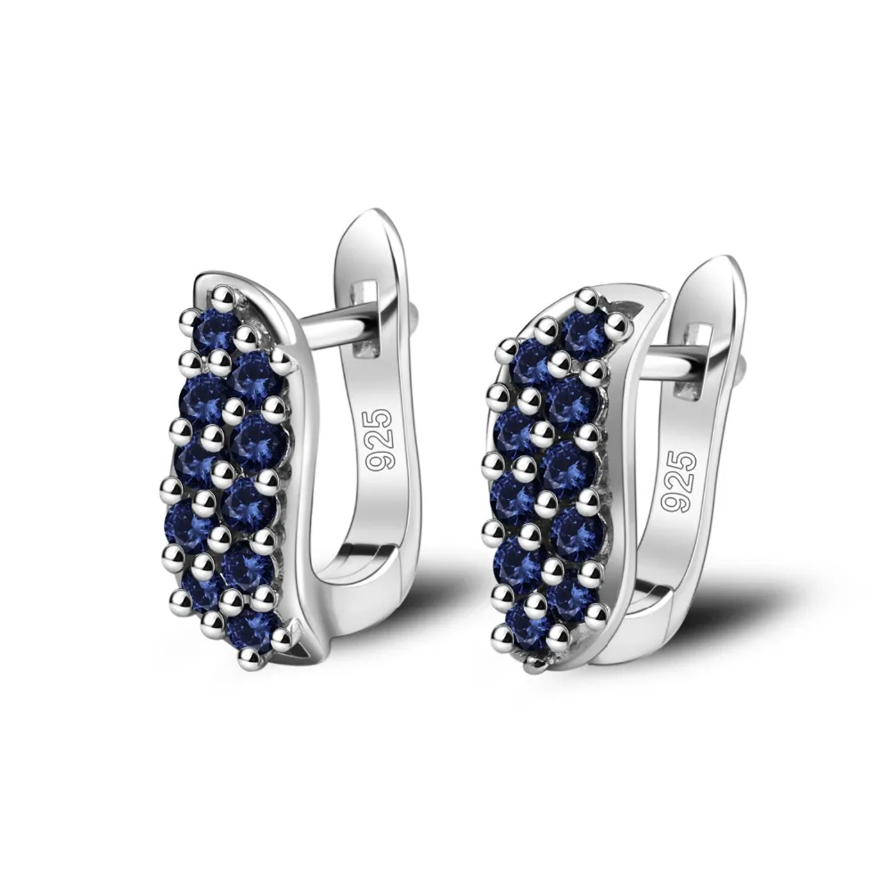 GEM\'S BALLET Natural Blue Sapphire S-shape Gemstone Earrings 925 Sterling Silver Vintage Stud Earrings For Women Fine Jewelry