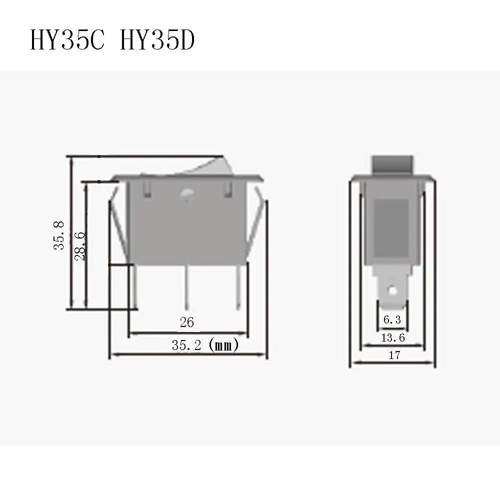 2Pcs KEDU Waterproof Rock Switch 125V/250V 12(10)A Power Tools Push Button ON OFF Switches 2Pins HY35C/ 3Pins HY35D