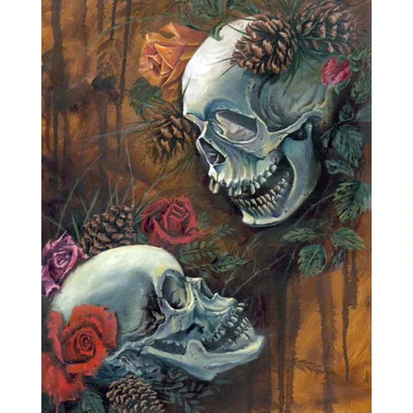 

"rose skull lover"Diamond Painting Needlework Full Craft Embroidery Cube Rhinestones pictures Decoration Mosaic Gift WG1034