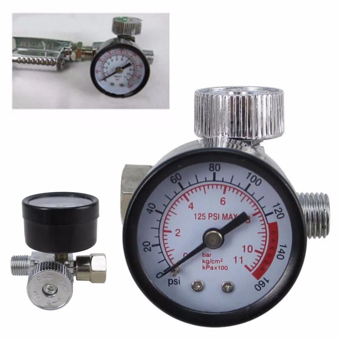 

1/4 Adjustable Mini Air Pressure Regulator Dial Gauge HVLP Spray Air Tools New