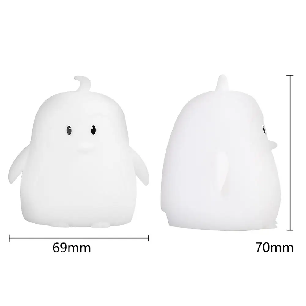 Mini niedźwiedź królik Hippo sowa Penguin lampa RGB LED lampka nocna przenośna kreskówka silikonowa lampa zwierząt dla dzieci dzieci prezent dla