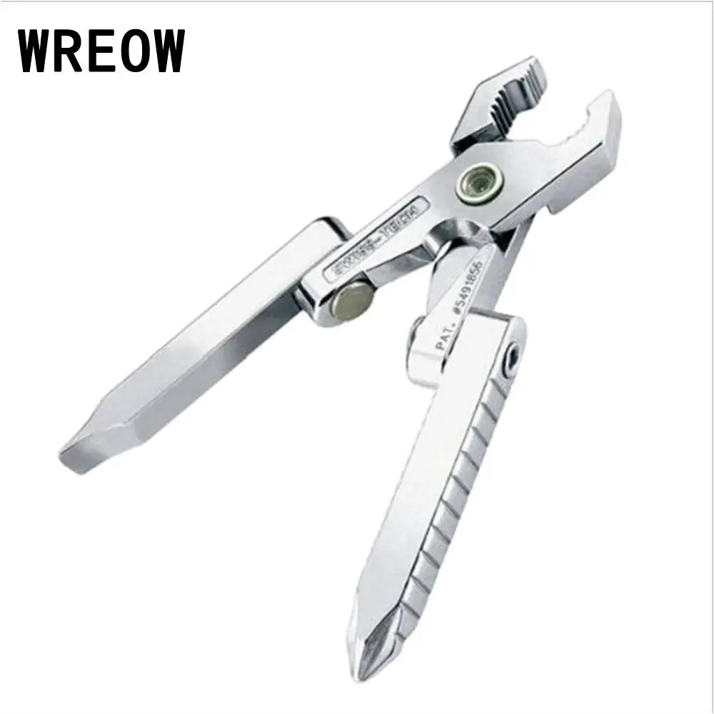 WREOW Multifunction Foldable Pliers Mini Stainless Steel Keychain Pocket Screwdriver portable Pliers cross screwdriver Hand Tool