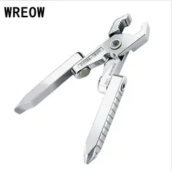 WREOW Multifunction Foldable Pliers Mini Stainless Steel Keychain Pocket Screwdriver portable Pliers cross screwdriver Hand Tool