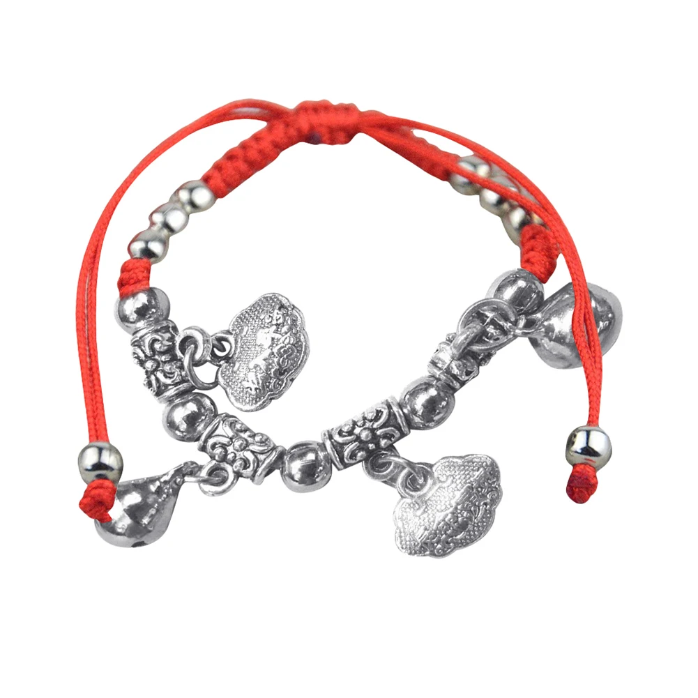 BLUELANS-pulsera trenzada de hilo rojo para mujer, brazalete de algodón con colgante de maíz, caballo, elefante y campana, accesorio de joyería de