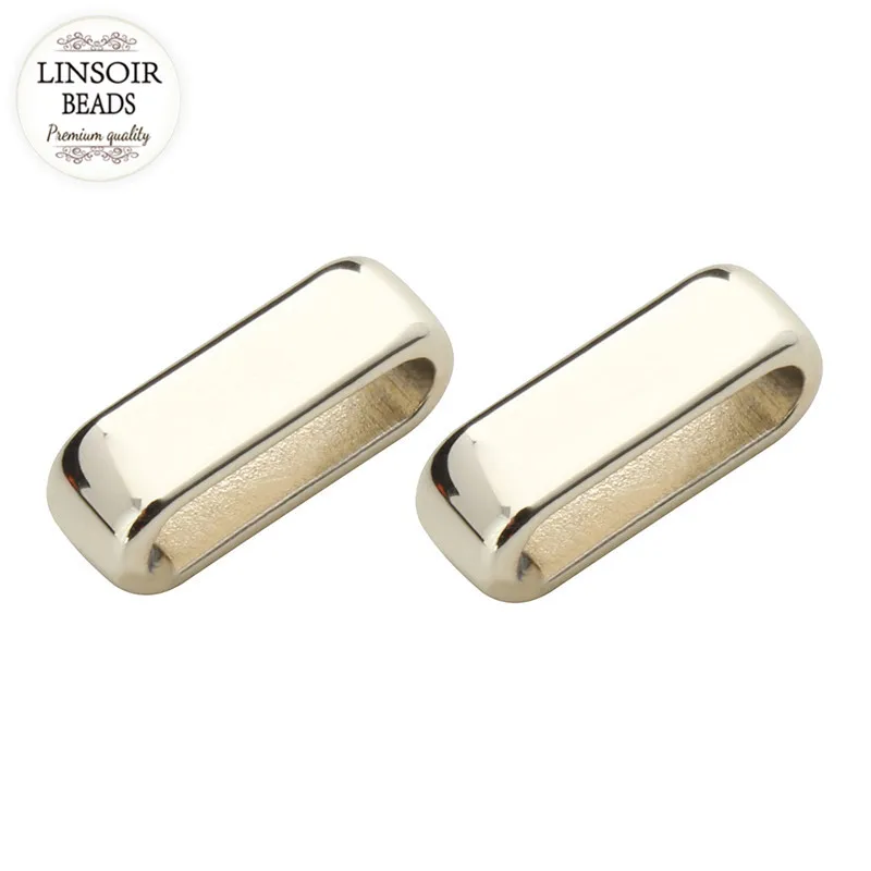 LINSOIR 40pcs Gold Color Slider Spacer Beads Fit 10*2.5mm Leather Cord Metal Large Big Hole Beads For Jewelry Making Diy F5356