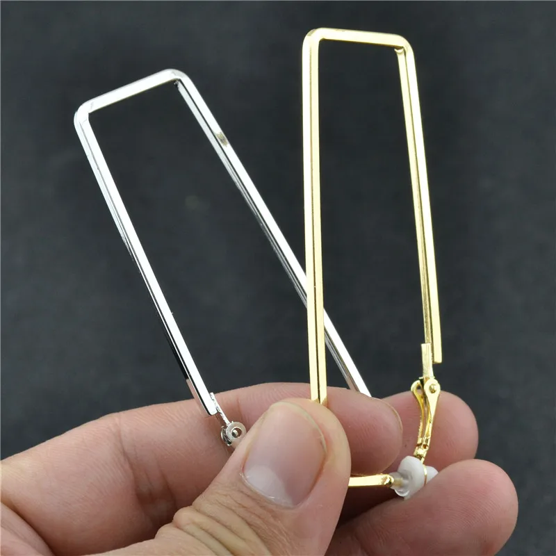 Clip on the ears Ladies Earrings with rubber cushions No piercing Wholesale Fashion jewelry Square line rectangular Women Earing