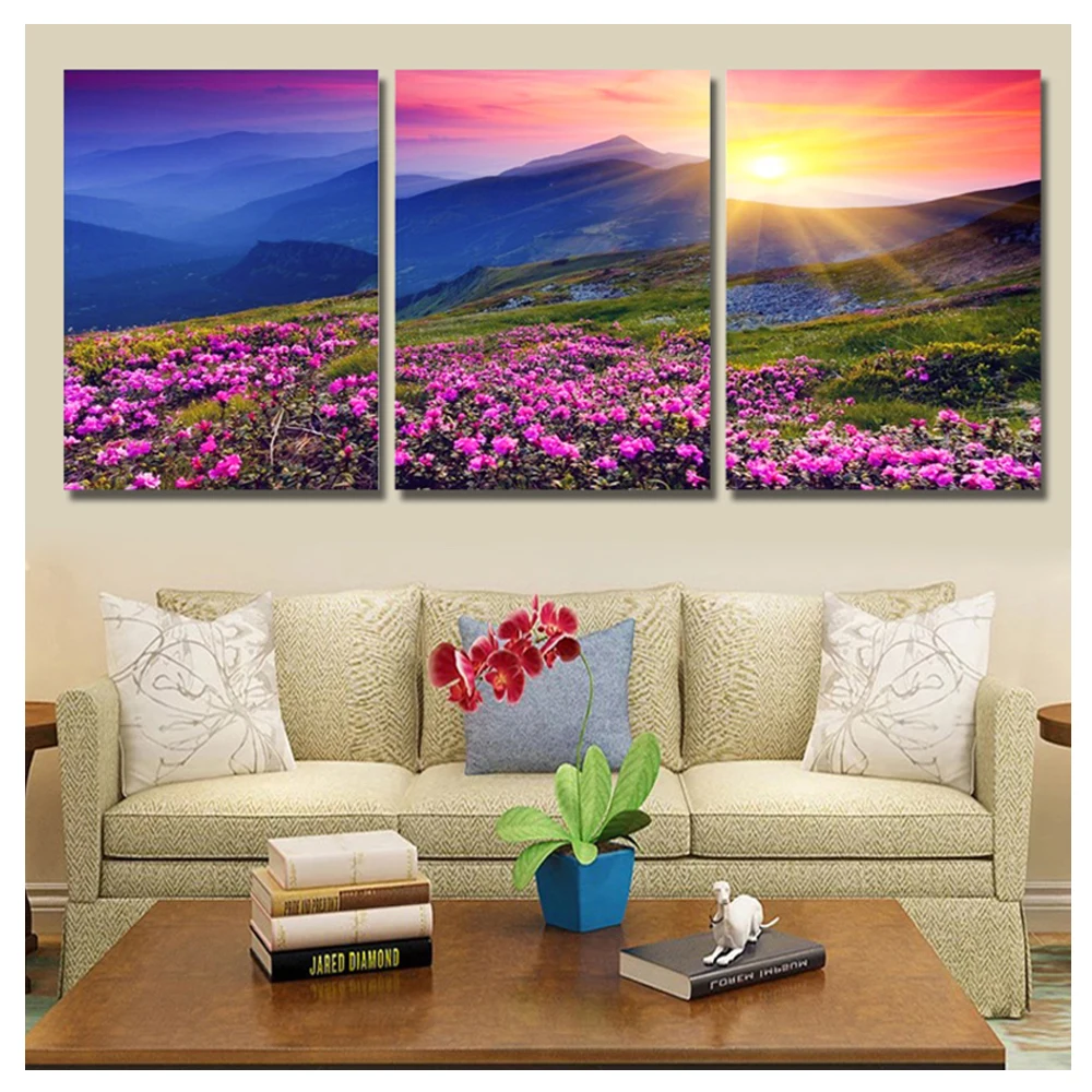 Triptych Diy Diamond Embroidery Flower World Diamond Painting Cross Stitch Rhinestone5D Diamond Mosaic Full Square Home Decora