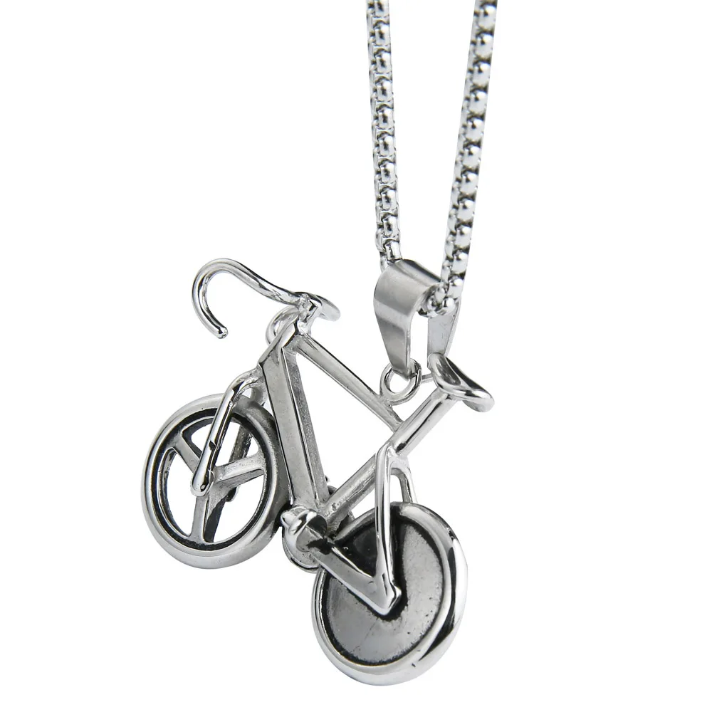 Valily Bicycle Necklace Black Color Stainless Steel Bike Pendants & Chain For Men/Women 2017 Hot Fashion Jewelry Necklaces image 4