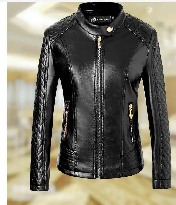 Motorcycle PU 2019 Brand New Faux Leather Jacket Women Slim PU Moto Biker Jacket Coat Autumn Winter Lady Basic Outerwear Black