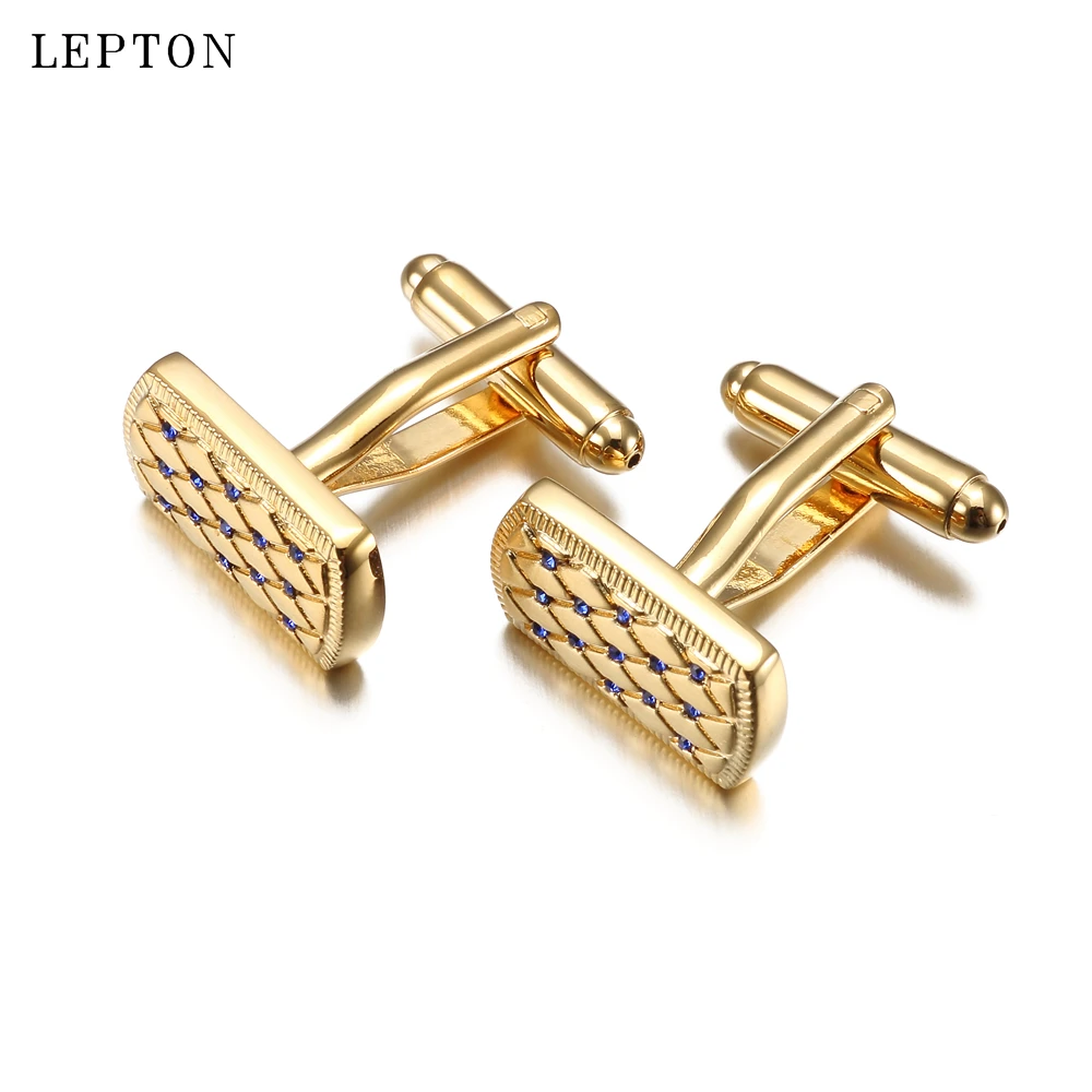 Newest Gold Color Crystal Tie Clips Lepton Matel Tie Bar for Men Starry sky Cuff link and Tie Clip Sets For Business Wedding