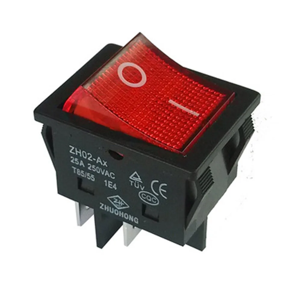 ZH02-Ax AC 250V 16/20/25/30/35/40A 4 Pins Rocker Switch With Lamp ON-OFF Push Button Switches For Welding Machine CE