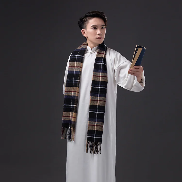 Youth performance costume Republic of China Men's wear student Gown Clothing retro Chinese style Autumn gown mandarin Long Robe