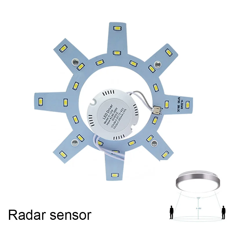 12W 18W 24W Radar Ceiling Fixture LED Ring Panel Circle Lights 5730 LED Ceiling Board Circular Lamp With Magnet Screw + Driver