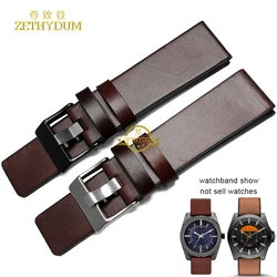 Genuine Lea-ther watchband Wrist watch bracelet strap Brown 22 24 26 28 30mm wristwatches band for Diesel DZ7313|DZ7322|DZ7257