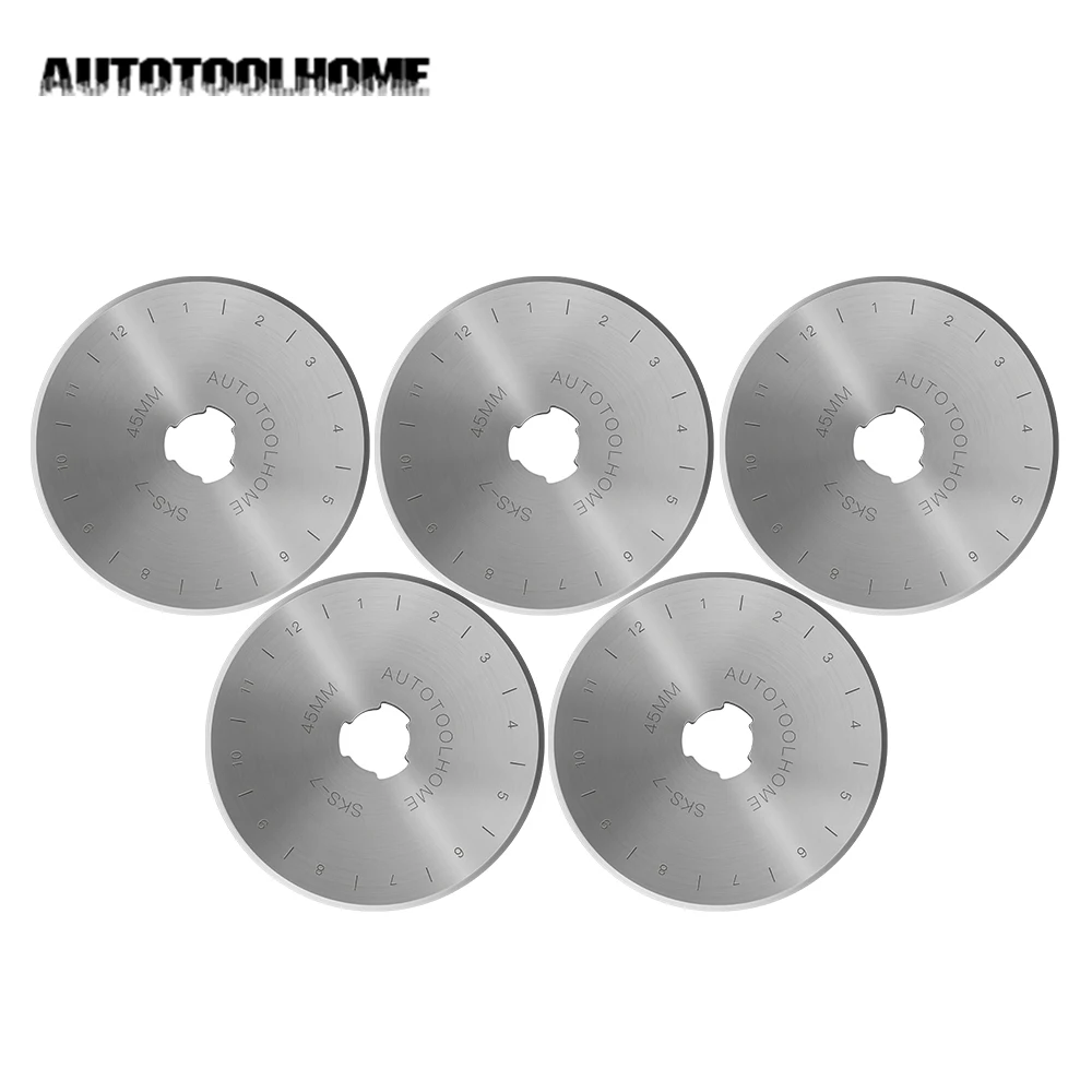 Autotool home 5 قطعة 45 60 28 مللي متر شفرات دوارة القواطع خليط النسيج والجلود الحرفية الصلب شفرات دائرية الخياطة اللحف ل Olfa #2