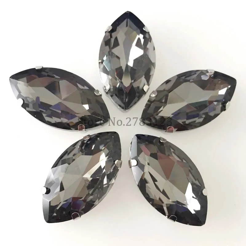 

Free shipping Horse eye shape Sew On Rhinestones With Silver Claw,Gray color diy/Clothing accessories