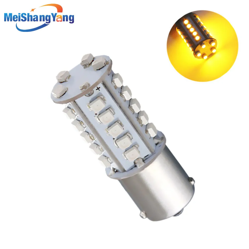 

1156 BAU15S 30 SMD Amber Yellow LED Lamp py21w led car bulbs Turn Signal External Lights Car Light Source parking 12V